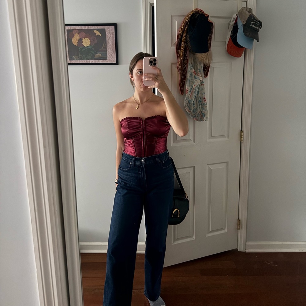 Superdown Rich Burgundy Satin Top